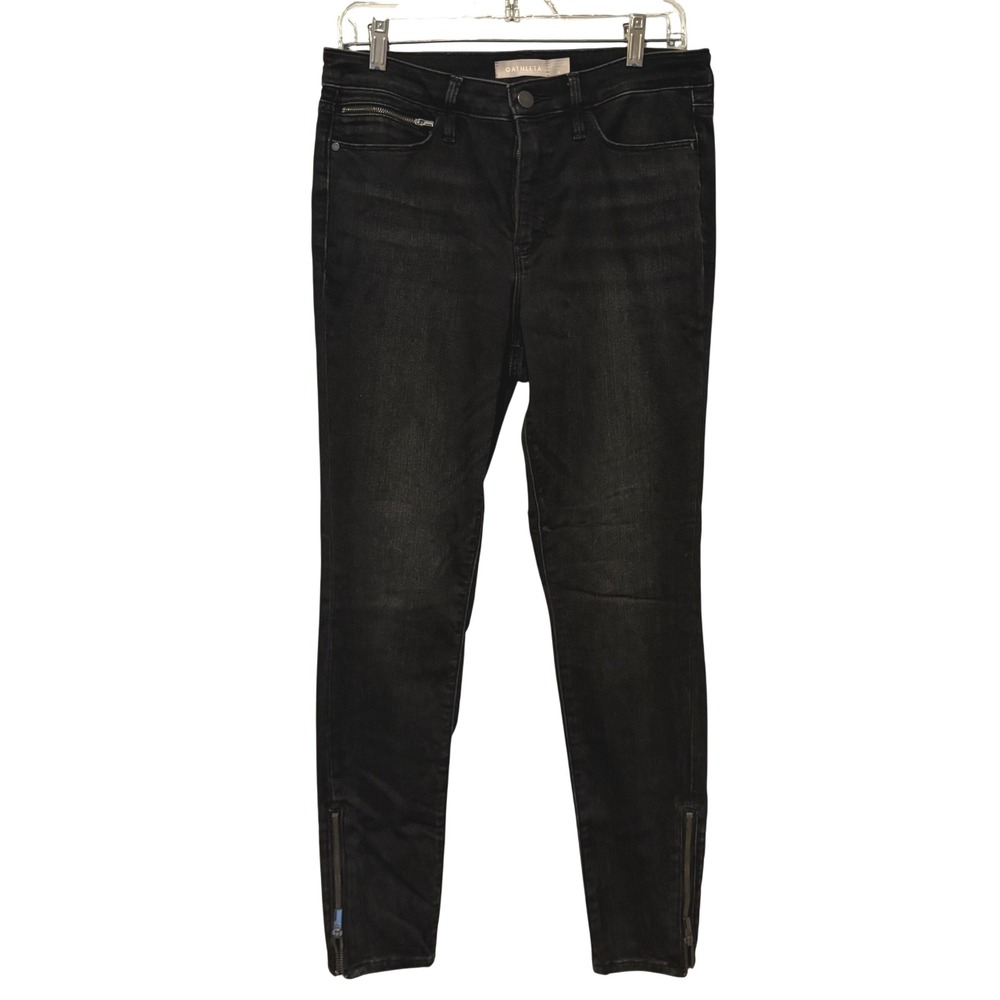 Athleta Sculptek Black Skinny Jeans Zipper Ankle Detail Women's Size 8‎